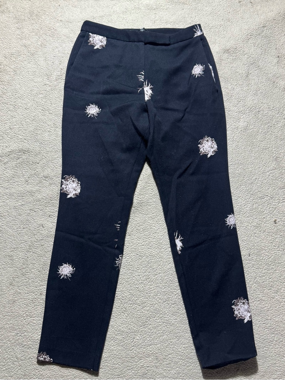 Yoana Baraschi‎ Pants Womens 2 Black White Floral Dress Casual Slacks 27x26